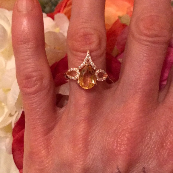 Sterling silver rose gold plated citrine ring - Picture 2 of 7